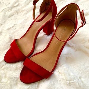 Madden Girl red sueded block heels, size 8